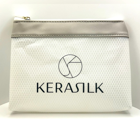 🦋$2~ Kerasilk ~ Travel Bag ~ Makeup Case ~ White & Silver - Picture 1 of 7